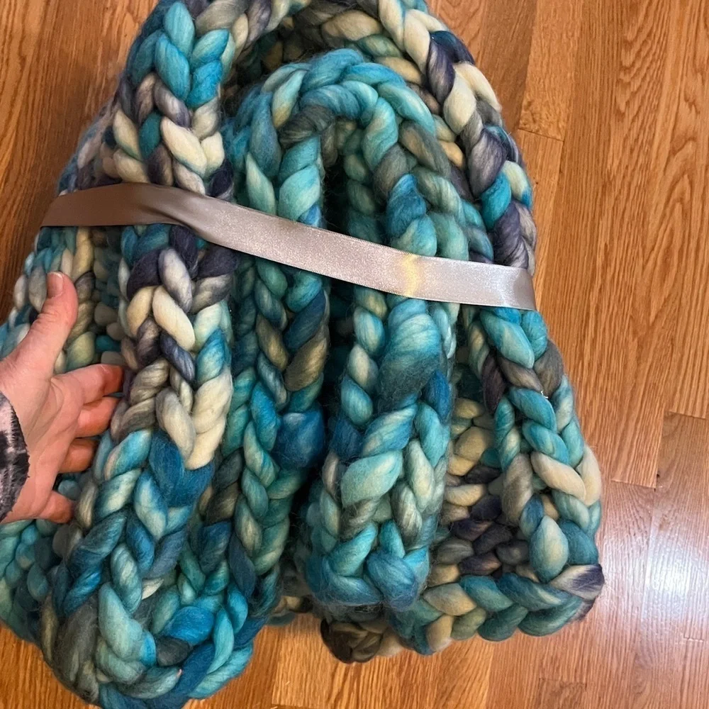 Anthropologie Chunky Knit Wool Throw Blanket NWT
